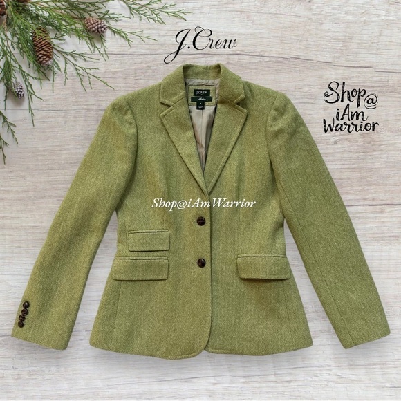 J.Crew sage green herringbone wool Hack ing jacket shop@iamwarrior - Picture 8 of 16
